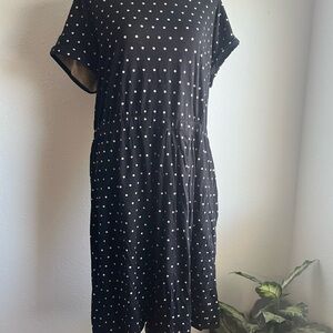 DownEast Black Dress with Cream Polka Dots